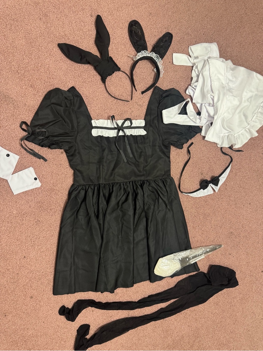 New S black dress aprn french maid costume cosplay festival rave accessories vic - Picture 3 of 4